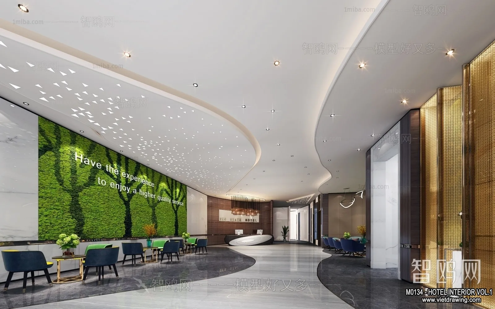 Hotel - Lobby - 3D Interior Scene - 3D Models - 425