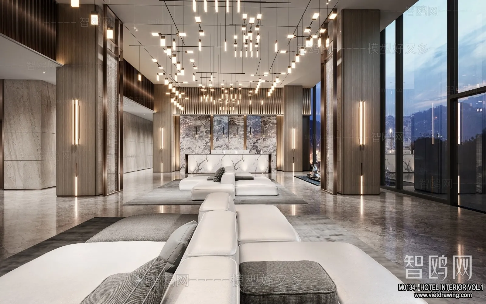 Hotel - Lobby - 3D Interior Scene - 3D Models - 427