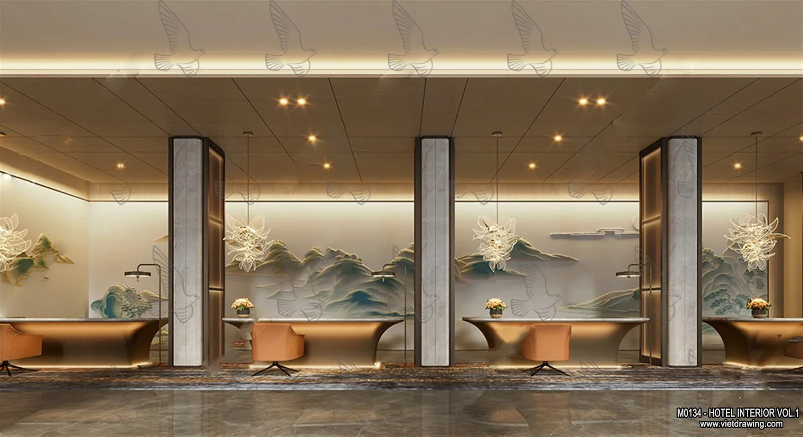 Hotel - Lobby - 3D Interior Scene - 3D Models - 430