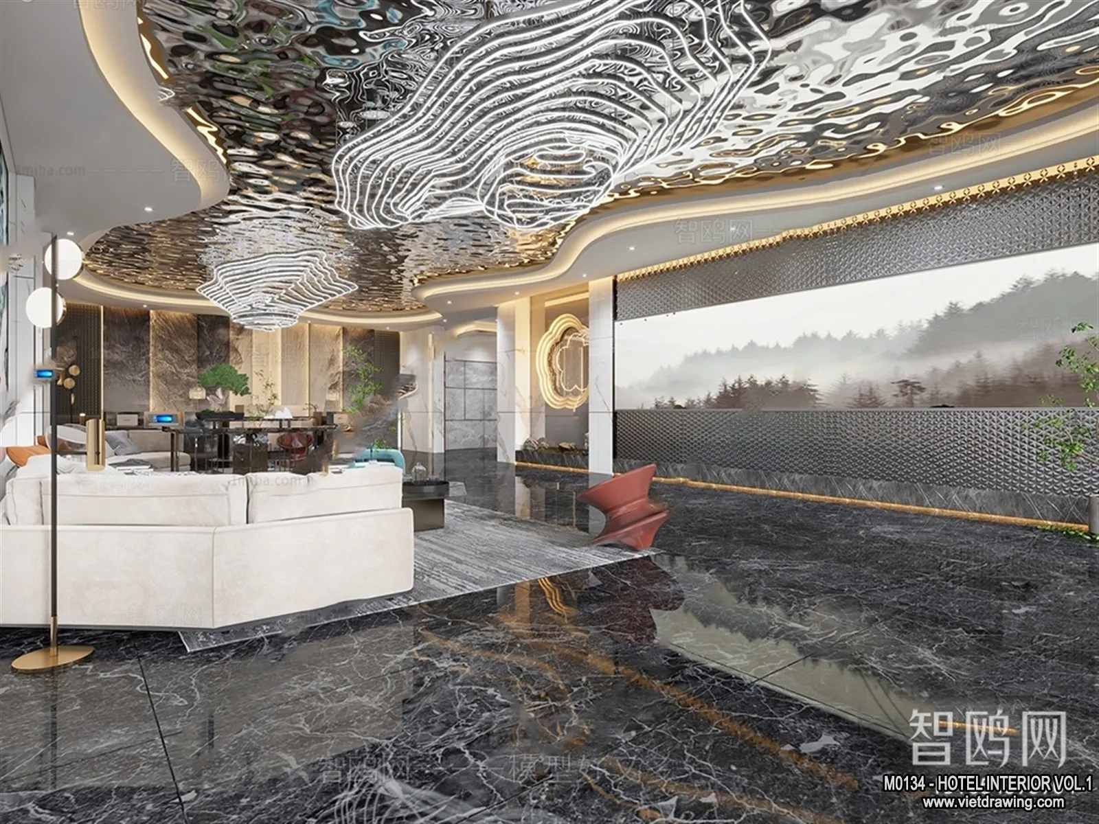 Hotel - Lobby - 3D Interior Scene - 3D Models - 433