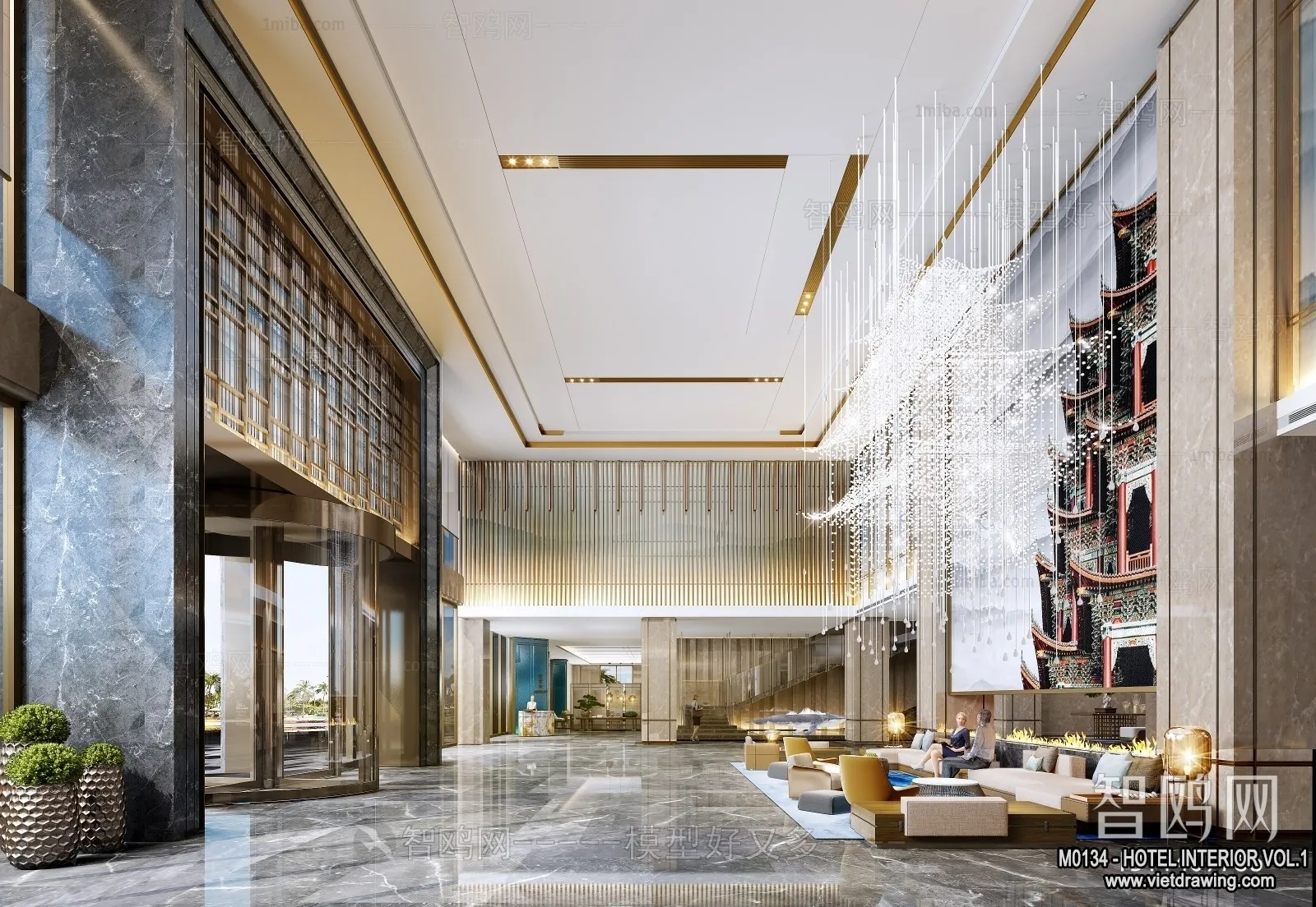 Hotel - Lobby - 3D Interior Scene - 3D Models - 434