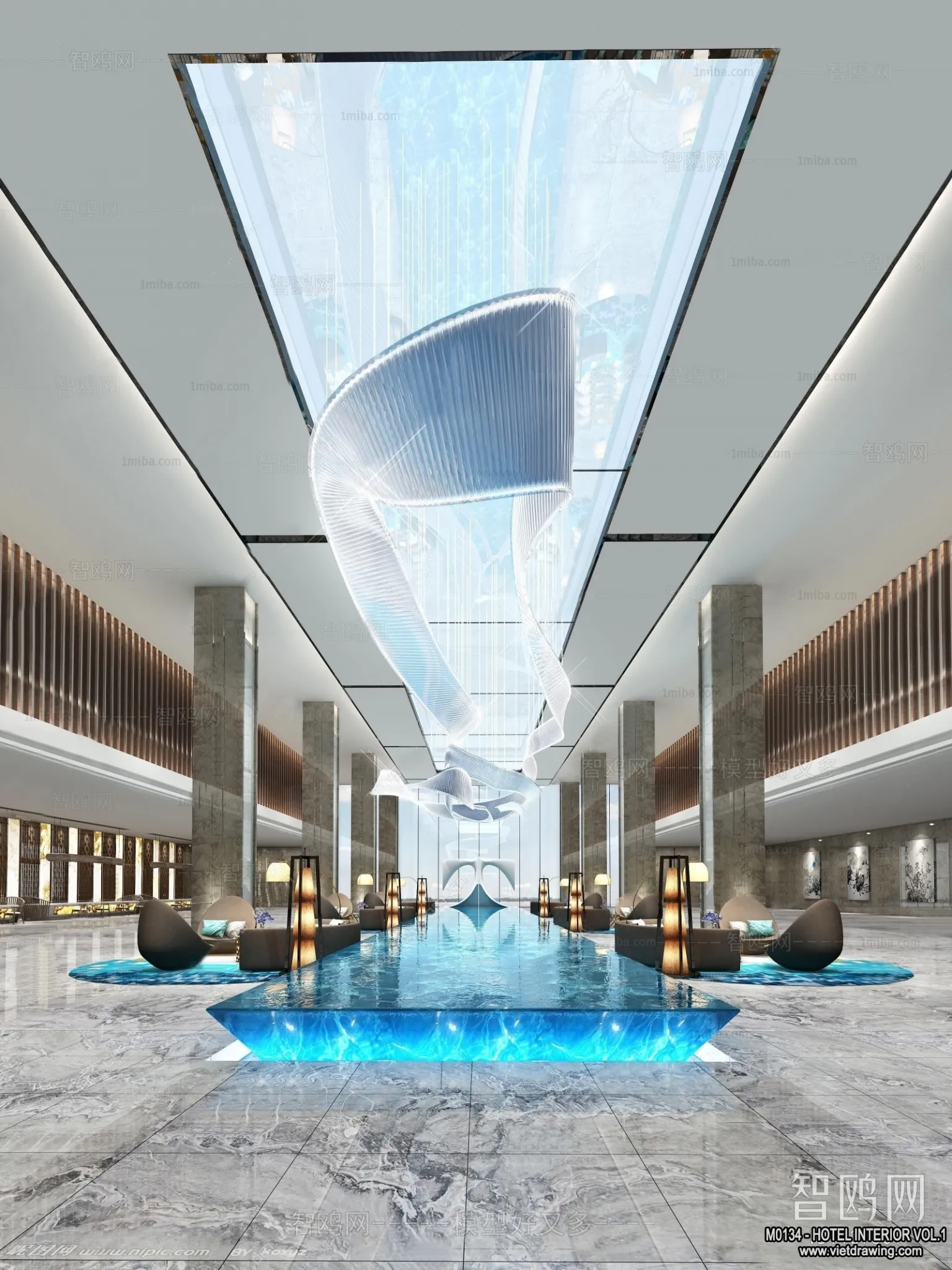 Hotel - Lobby - 3D Interior Scene - 3D Models - 439