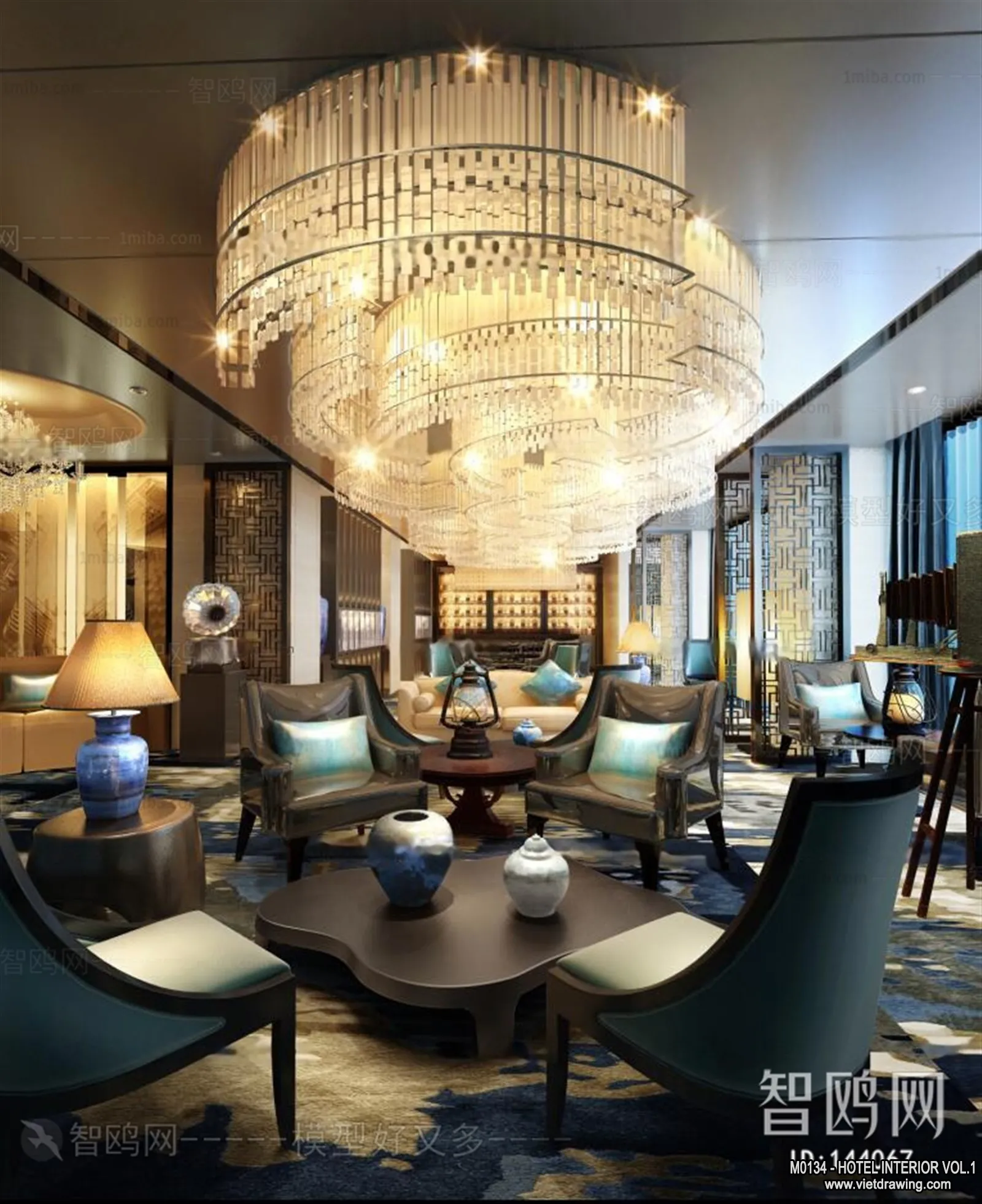 Hotel - Lobby - 3D Interior Scene - 3D Models - 440