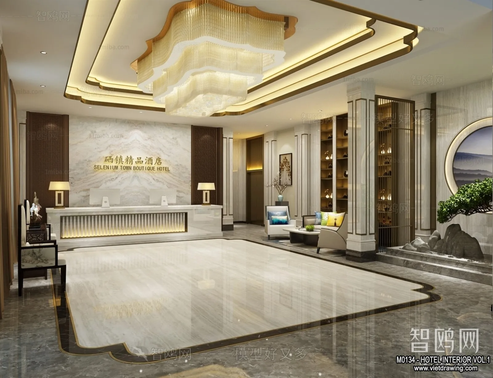 Hotel - Lobby - 3D Interior Scene - 3D Models - 442