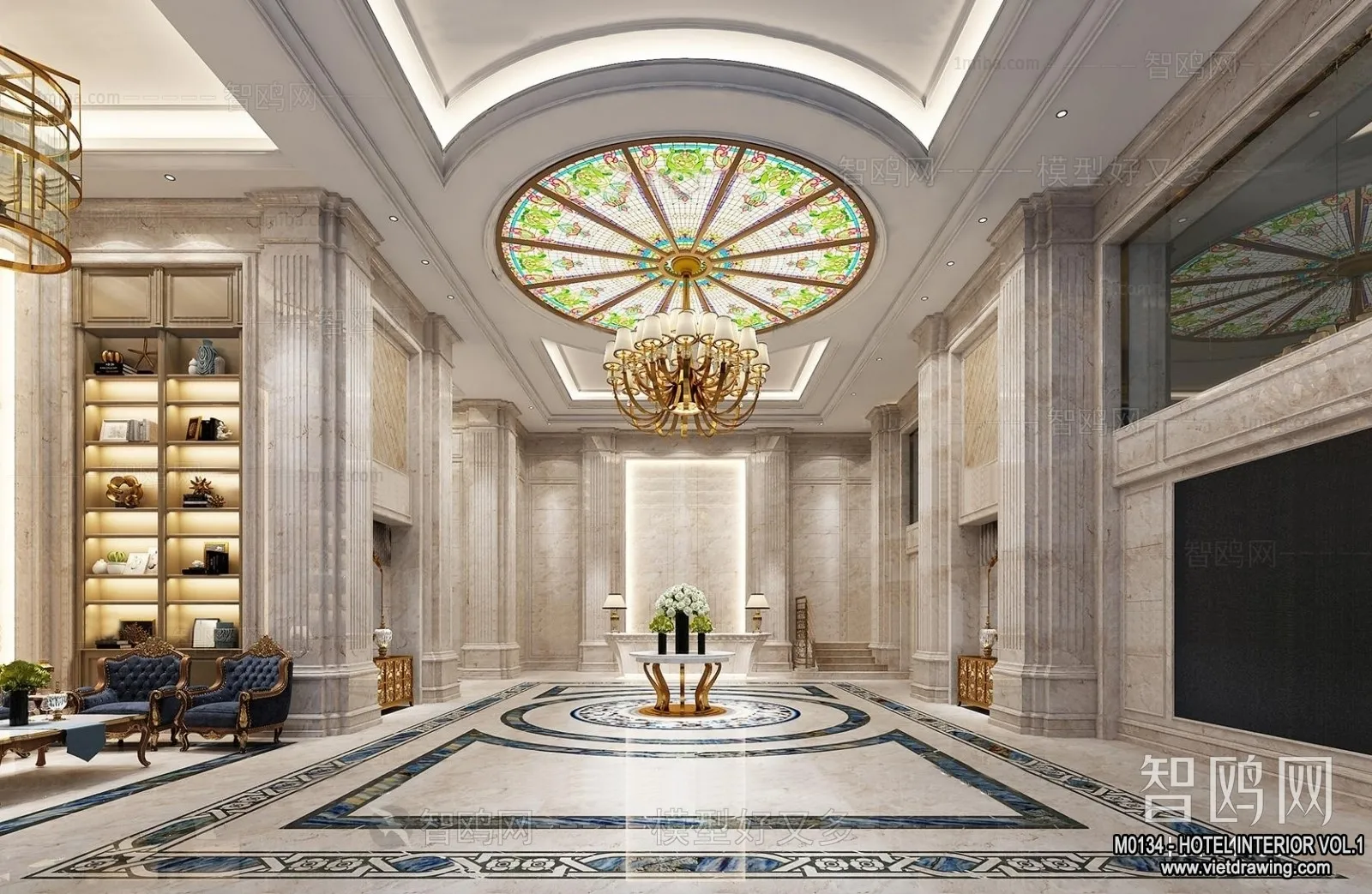 Hotel - Lobby - 3D Interior Scene - 3D Models - 443