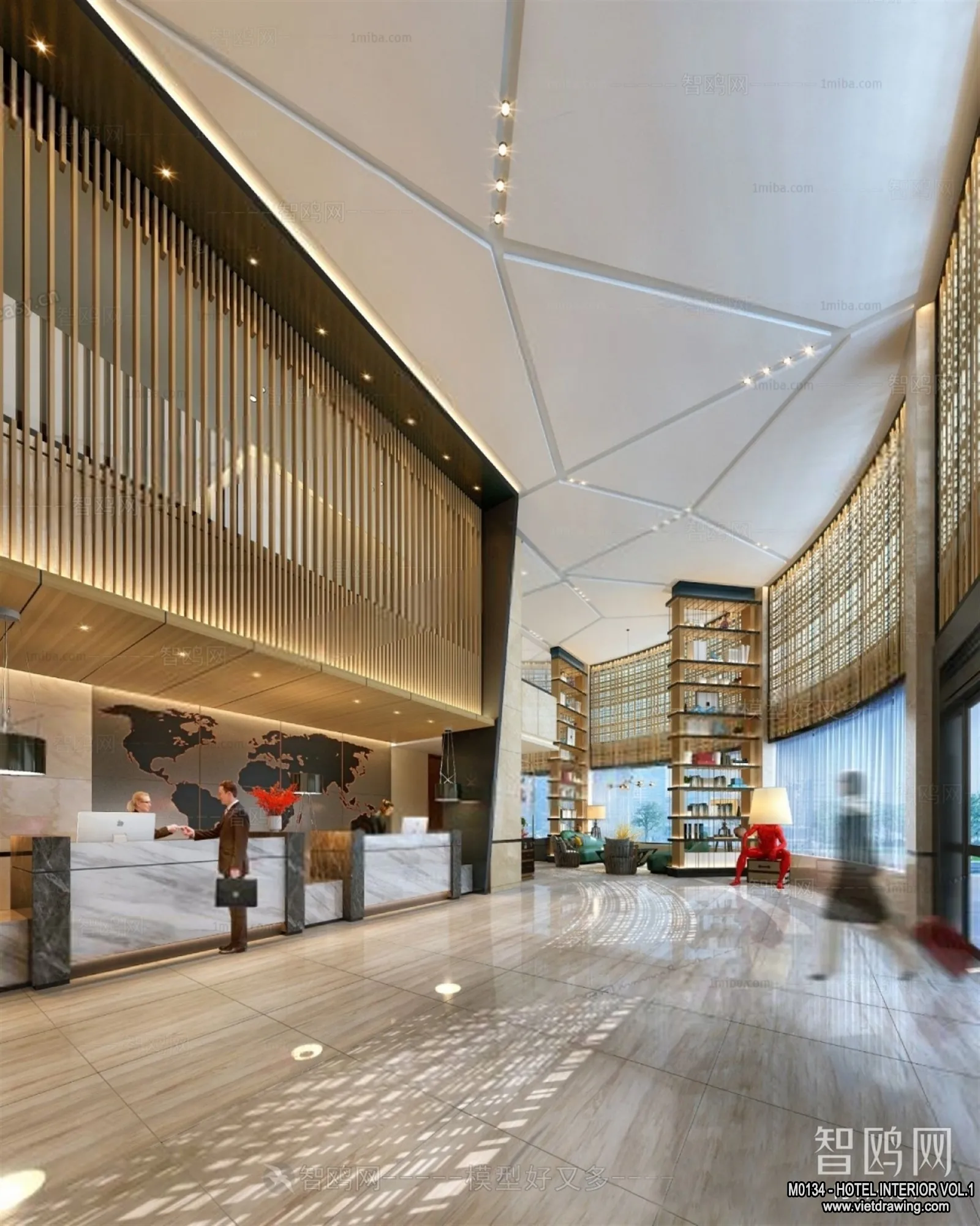 Hotel - Lobby - 3D Interior Scene - 3D Models - 445