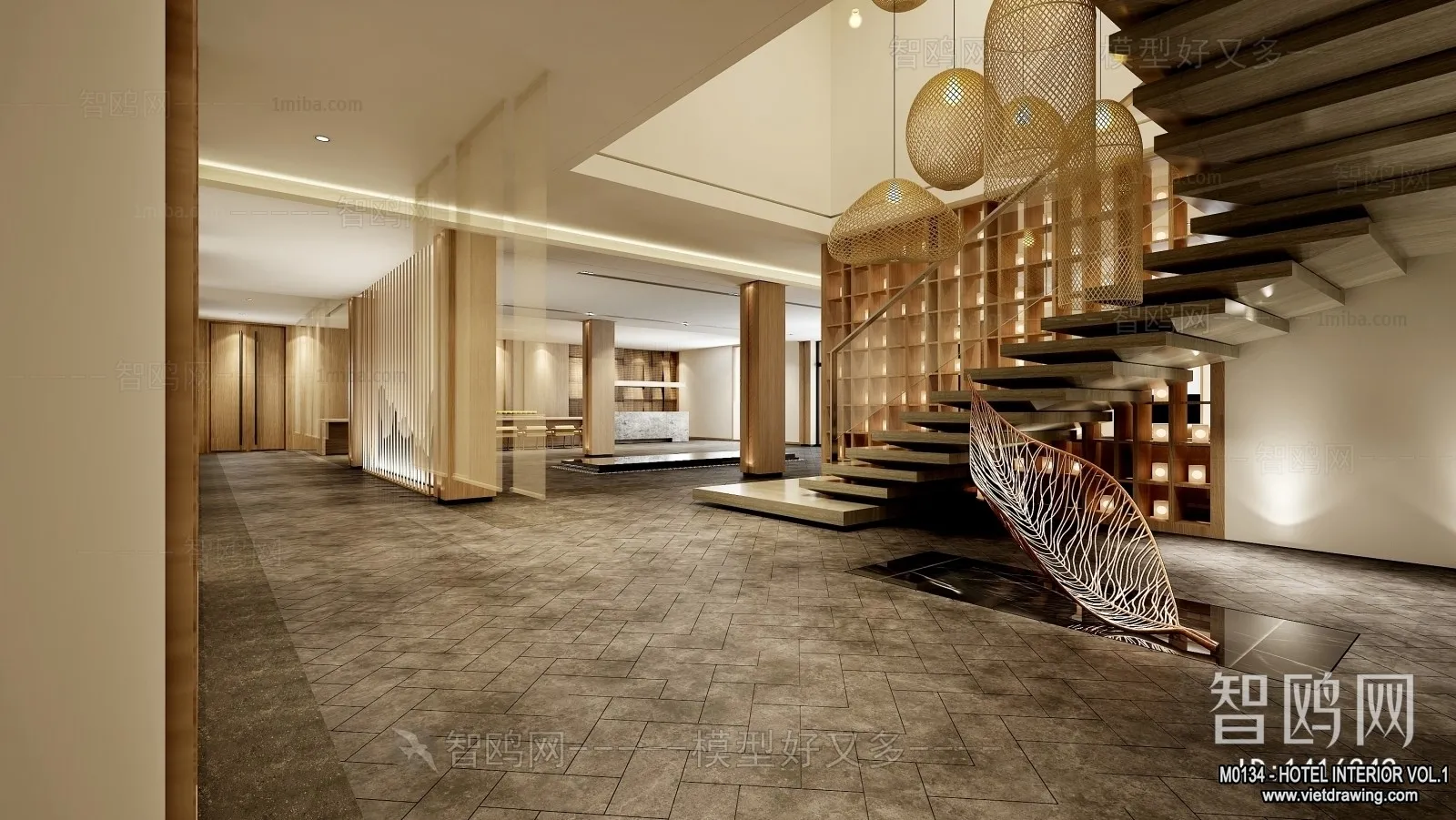 Hotel - Lobby - 3D Interior Scene - 3D Models - 446