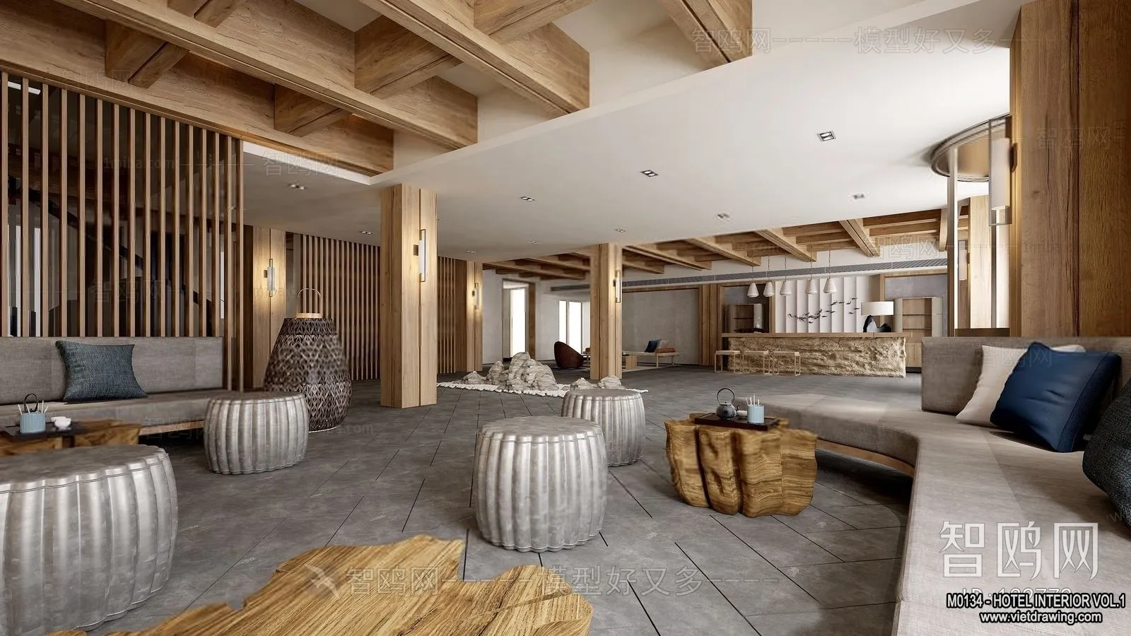 Hotel - Lobby - 3D Interior Scene - 3D Models - 447