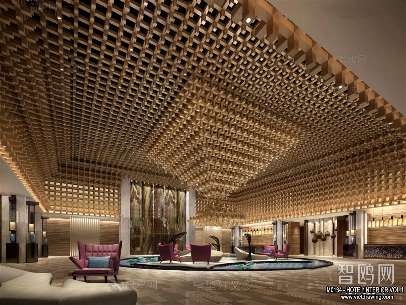 Hotel - Lobby - 3D Interior Scene - 3D Models - 450