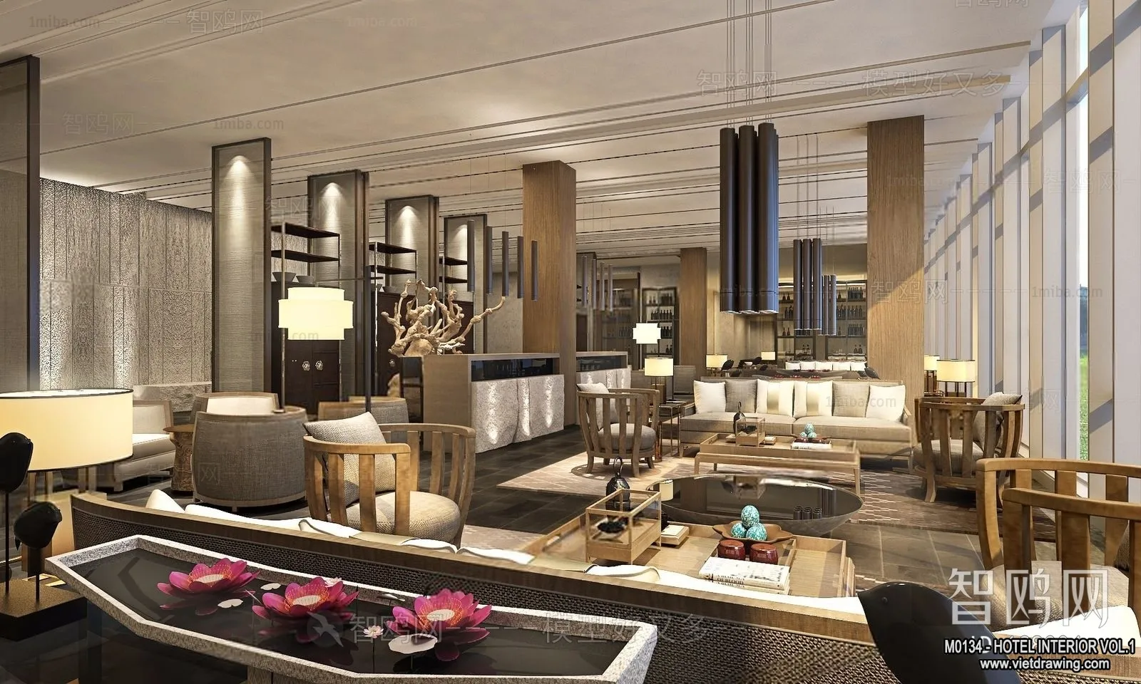 Hotel - Lobby - 3D Interior Scene - 3D Models - 453