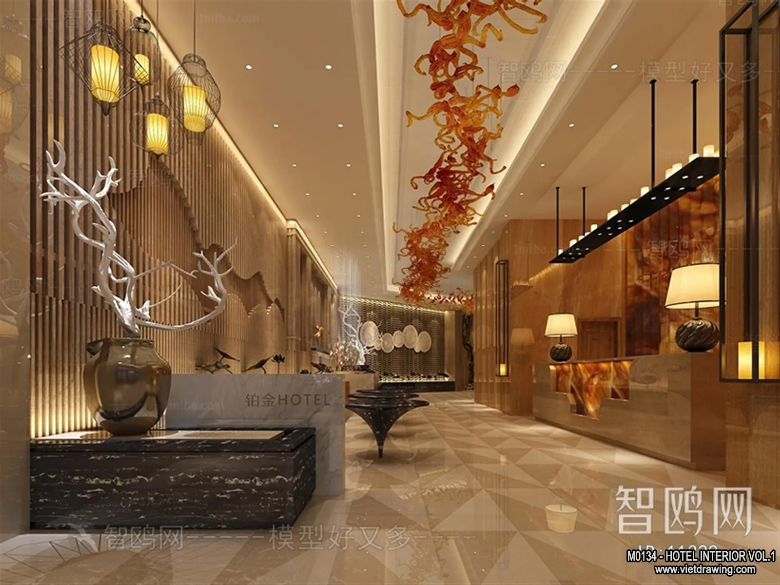 Hotel - Lobby - 3D Interior Scene - 3D Models - 454