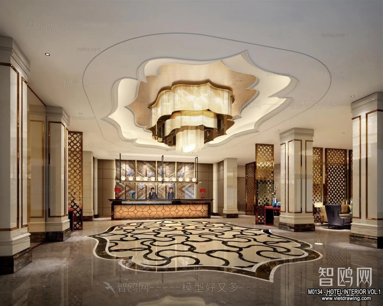 Hotel - Lobby - 3D Interior Scene - 3D Models - 455