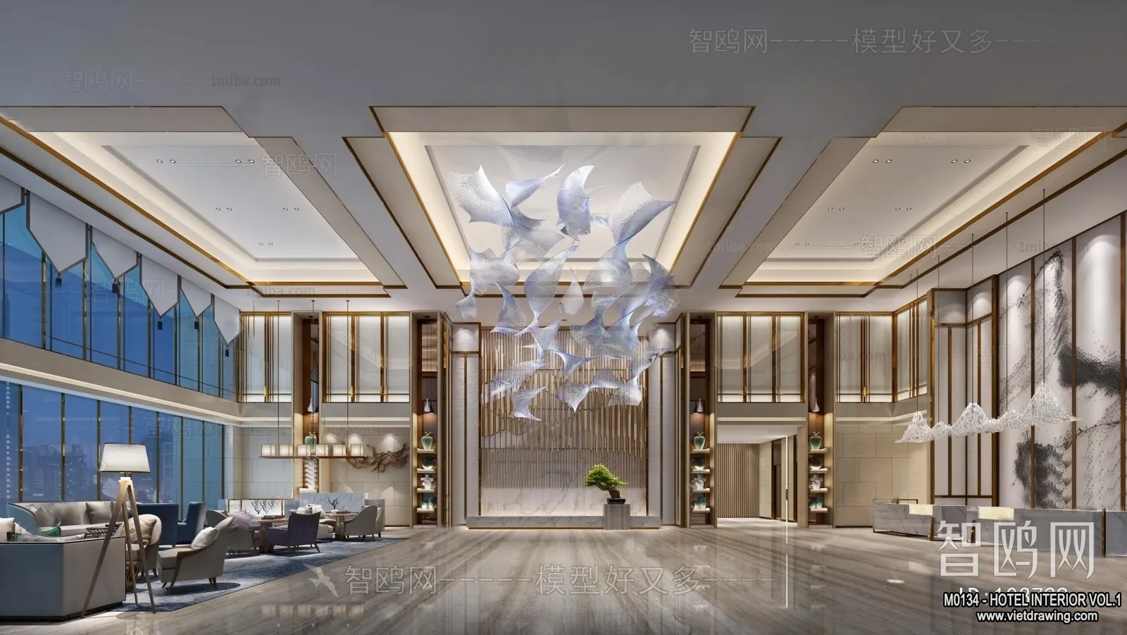 Hotel - Lobby - 3D Interior Scene - 3D Models - 457
