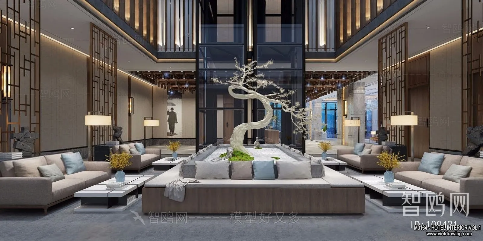 Hotel - Lobby - 3D Interior Scene - 3D Models - 460