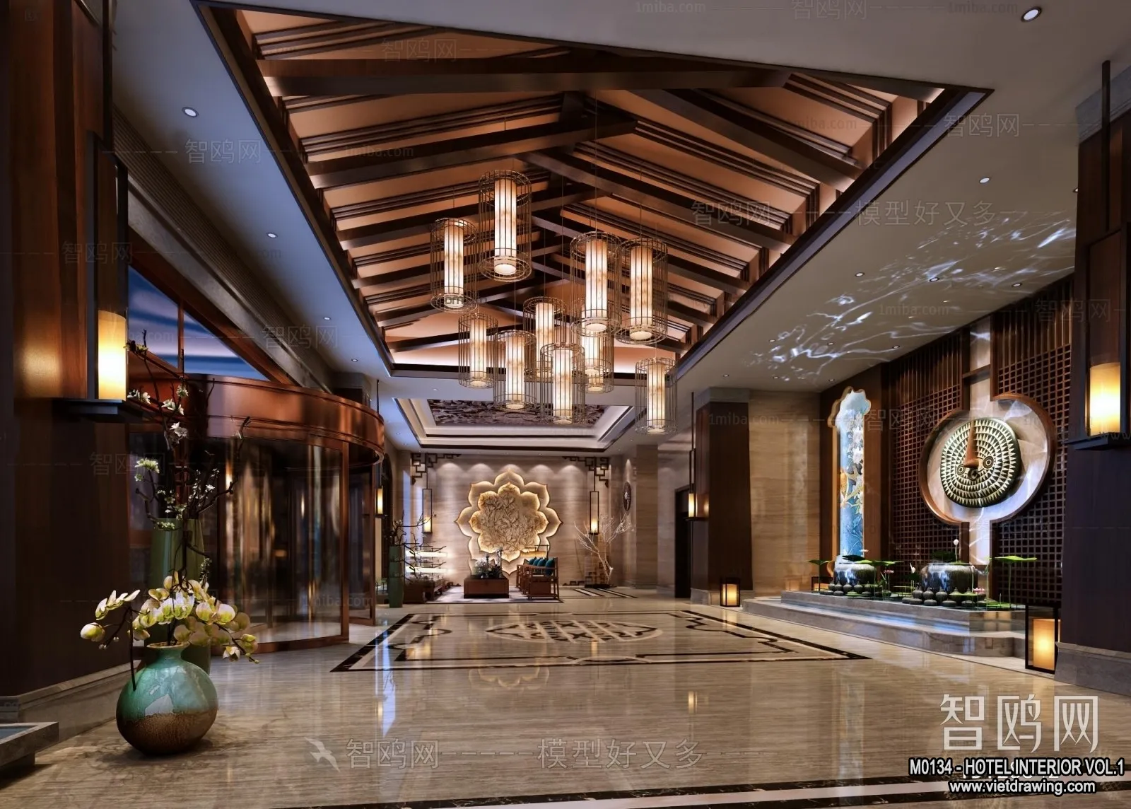 Hotel - Lobby - 3D Interior Scene - 3D Models - 461