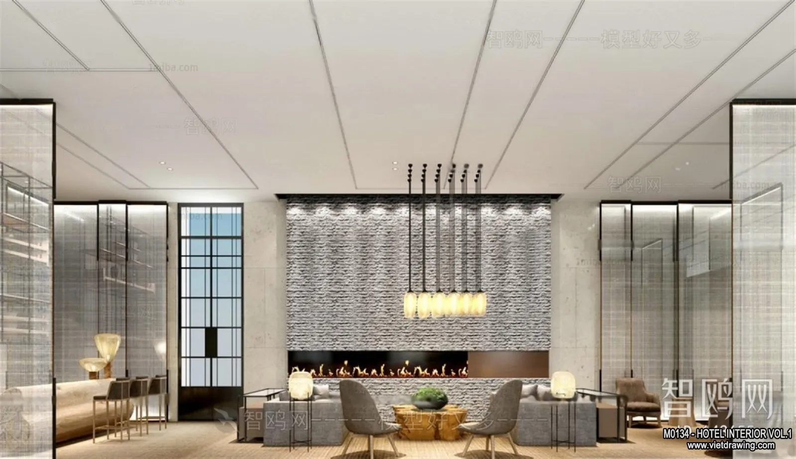 Hotel - Lobby - 3D Interior Scene - 3D Models - 462