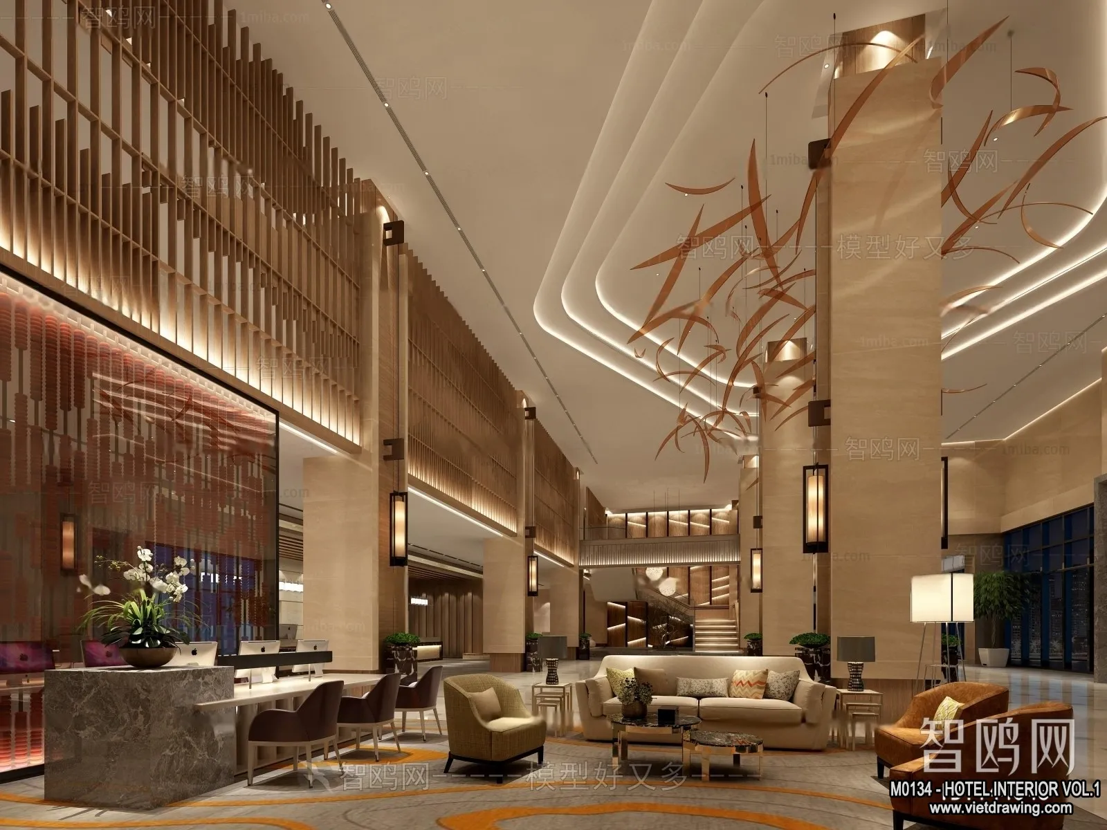 Hotel - Lobby - 3D Interior Scene - 3D Models - 466