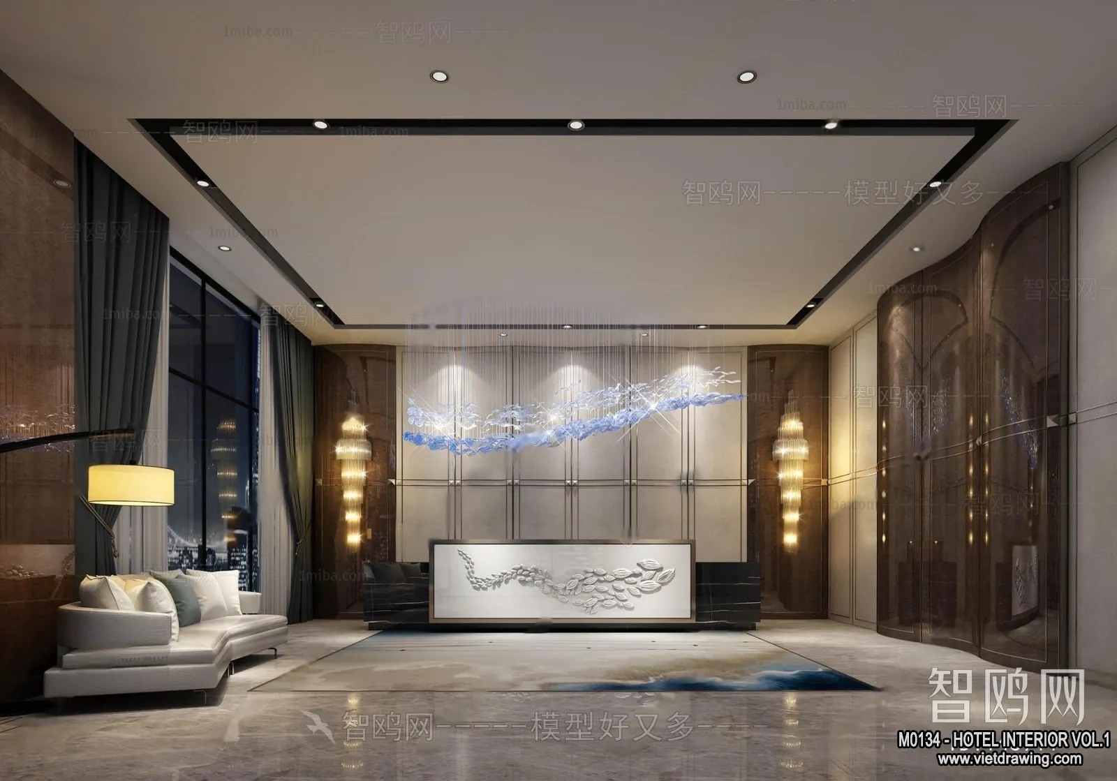 Hotel - Lobby - 3D Interior Scene - 3D Models - 468