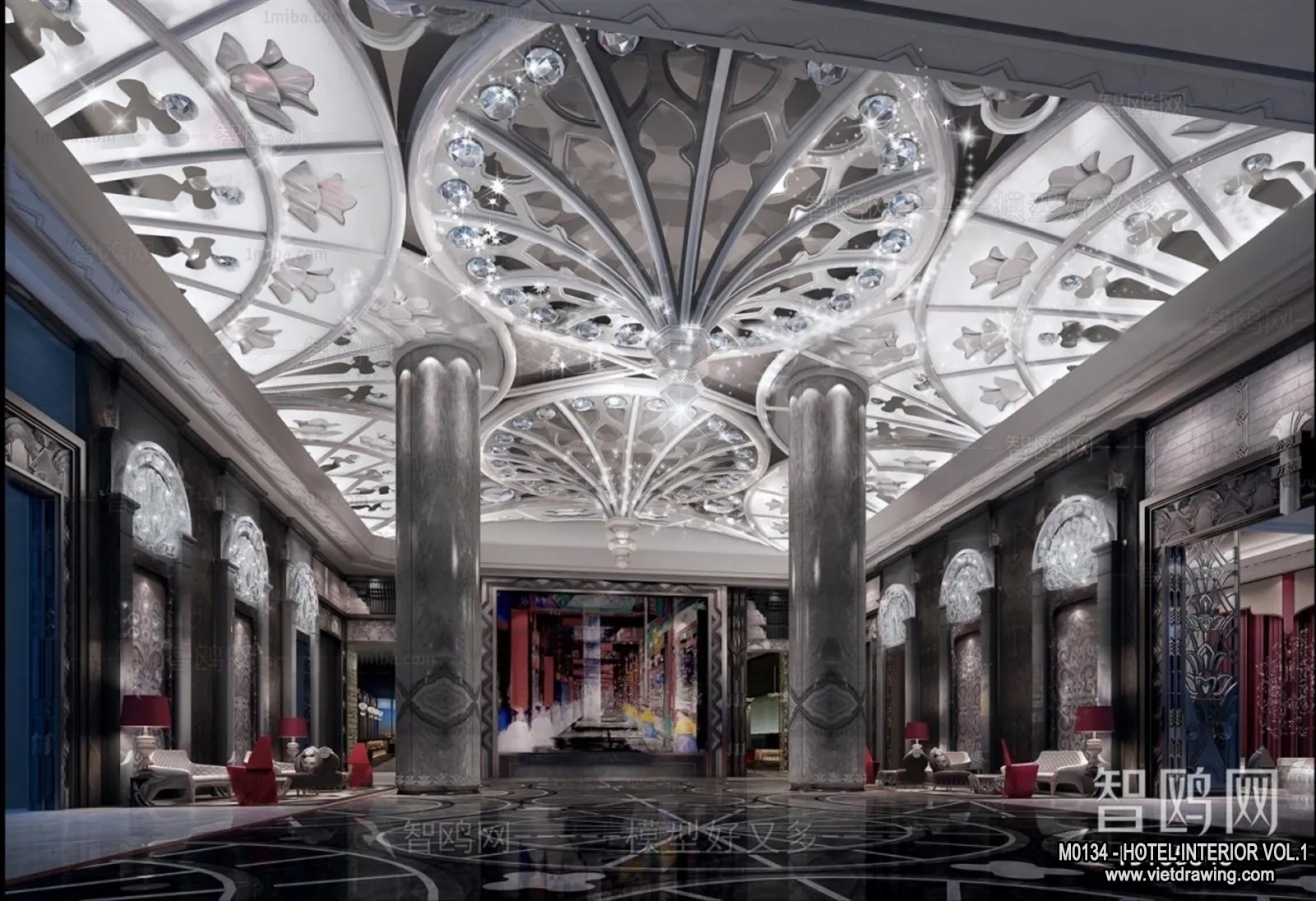 Hotel - Lobby - 3D Interior Scene - 3D Models - 469