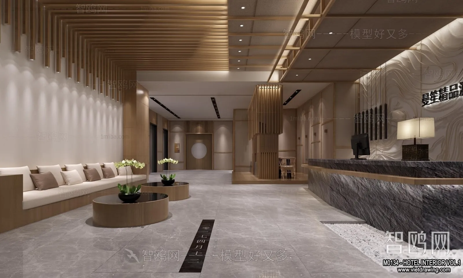 Hotel - Lobby - 3D Interior Scene - 3D Models - 471