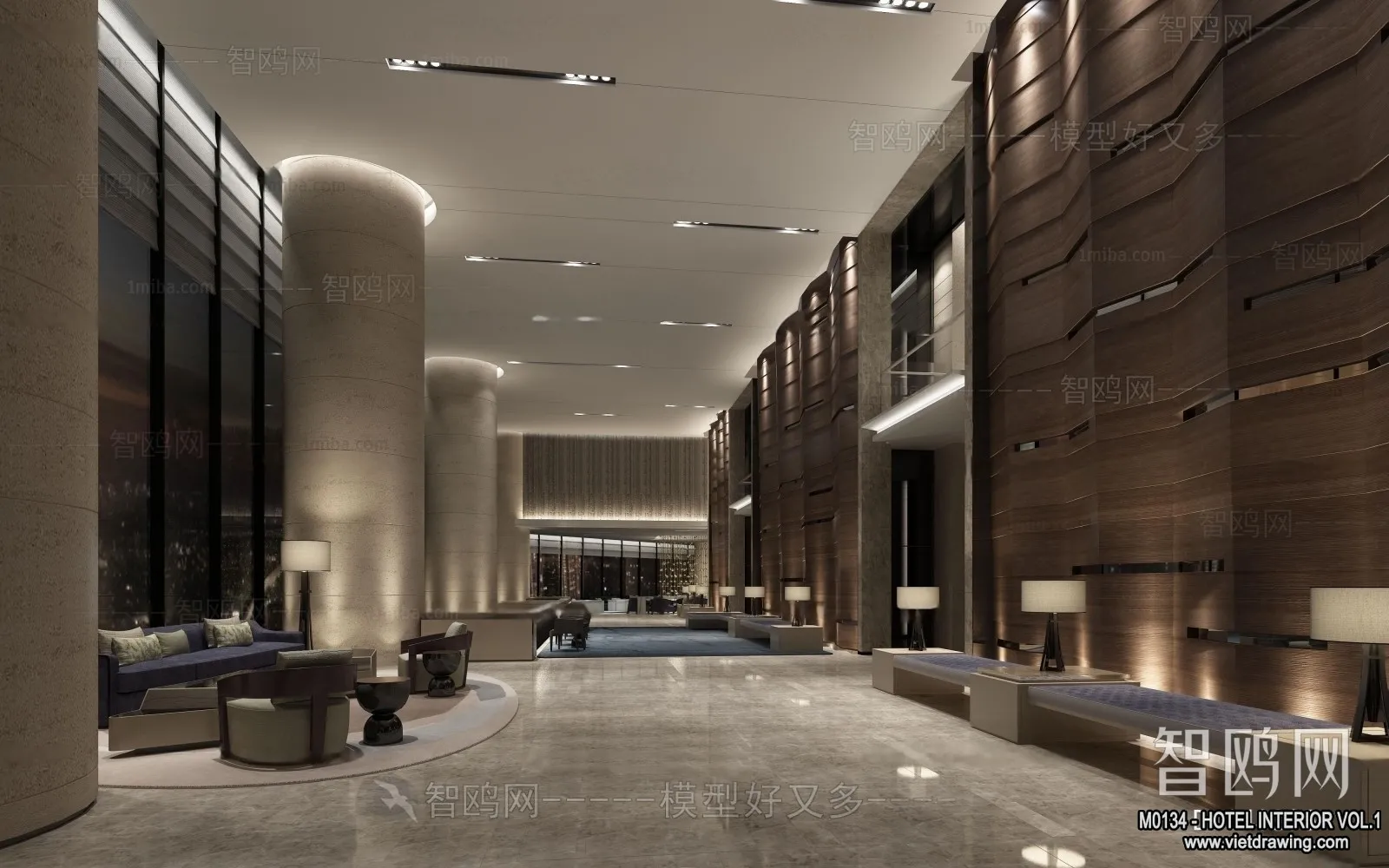 Hotel - Lobby - 3D Interior Scene - 3D Models - 472