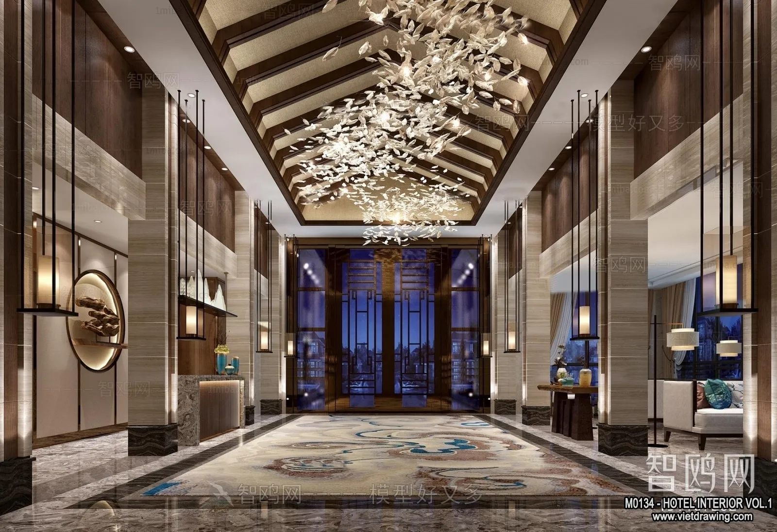 Hotel - Lobby - 3D Interior Scene - 3D Models - 479
