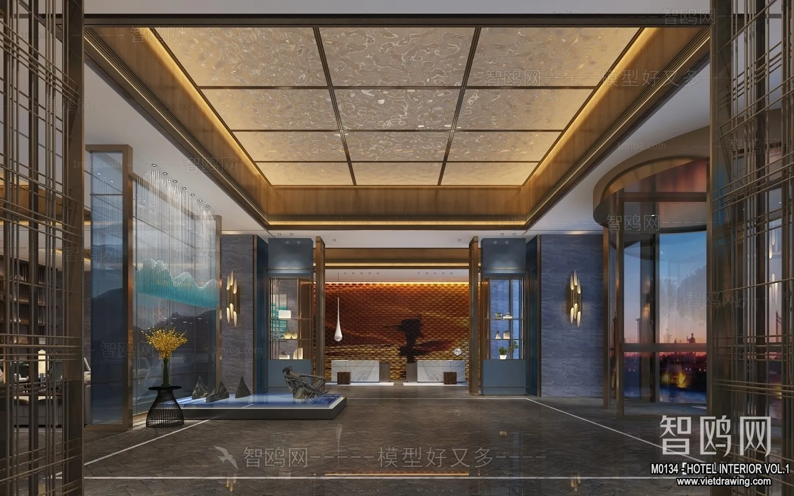 Hotel - Lobby - 3D Interior Scene - 3D Models - 481