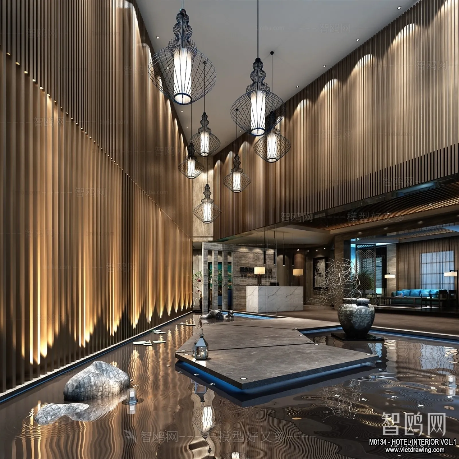 Hotel - Lobby - 3D Interior Scene - 3D Models - 482