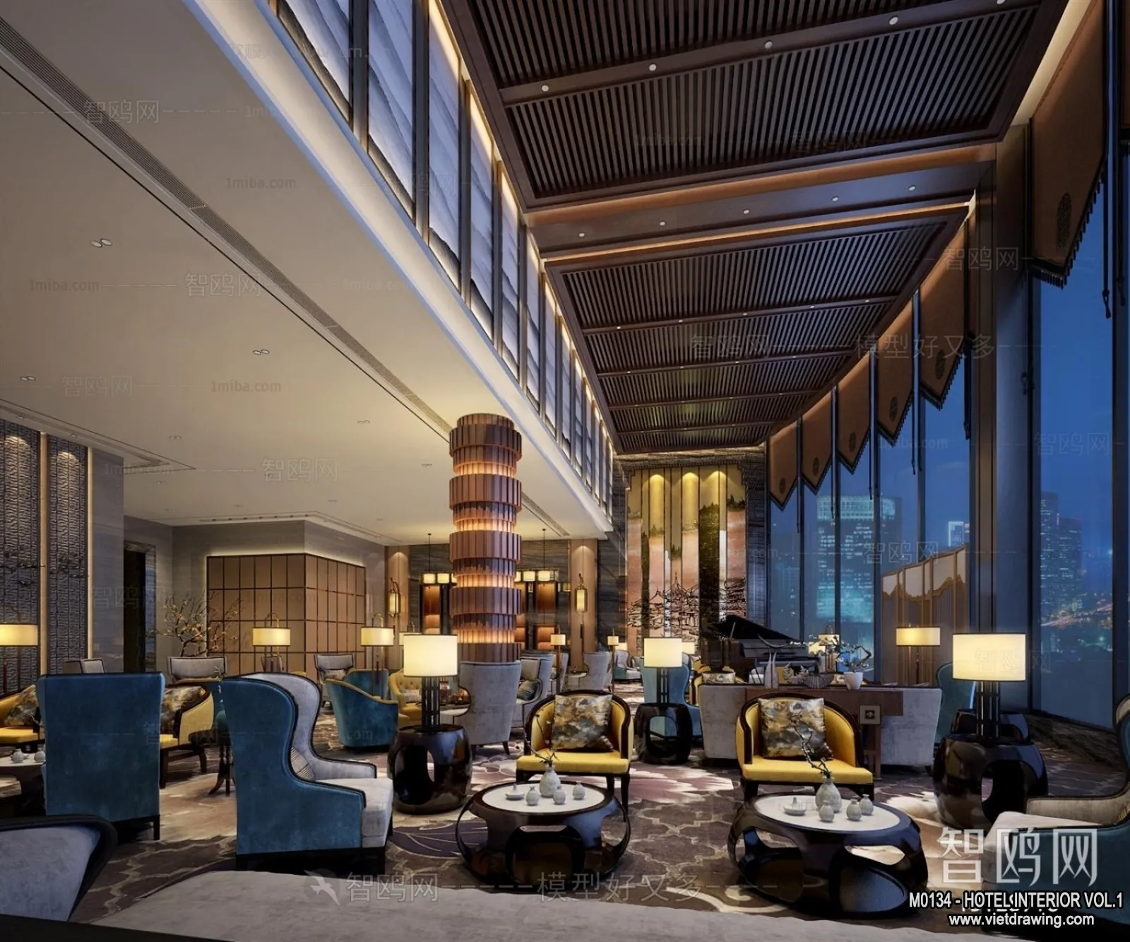Hotel - Lobby - 3D Interior Scene - 3D Models - 485