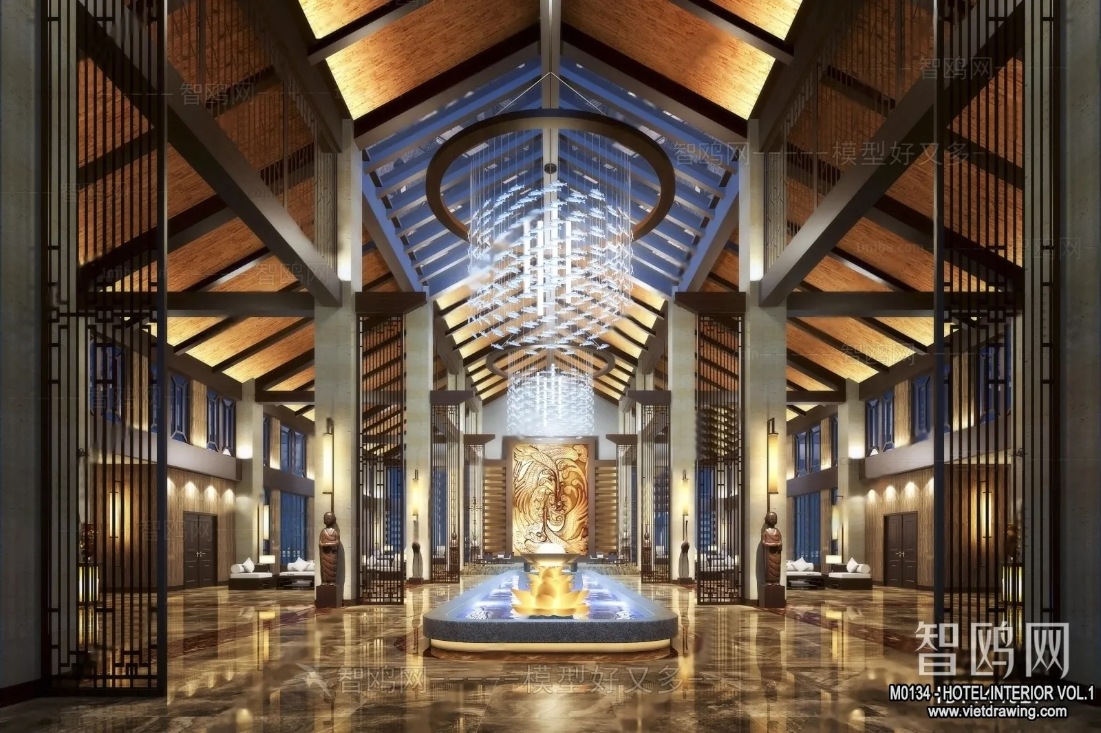 Hotel - Lobby - 3D Interior Scene - 3D Models - 486