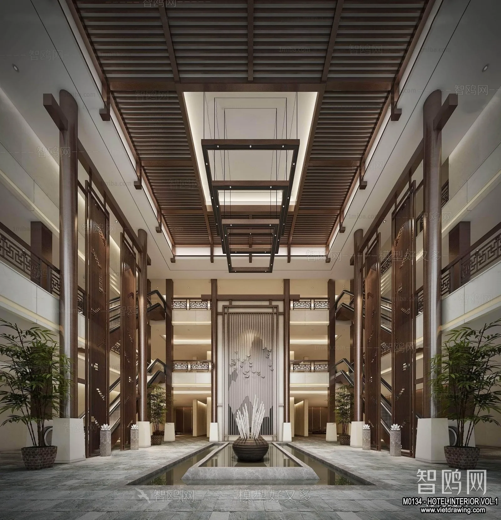 Hotel - Lobby - 3D Interior Scene - 3D Models - 488