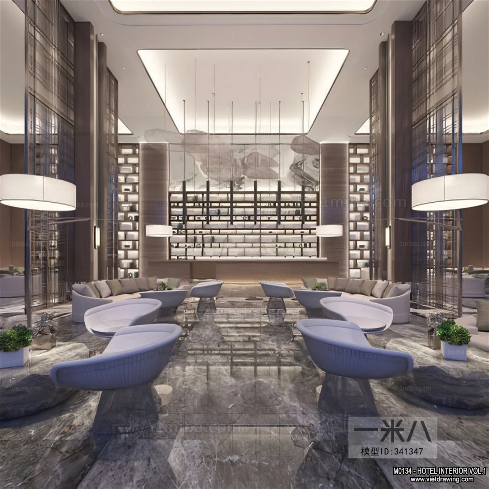 Hotel - Lobby - 3D Interior Scene - 3D Models - 489