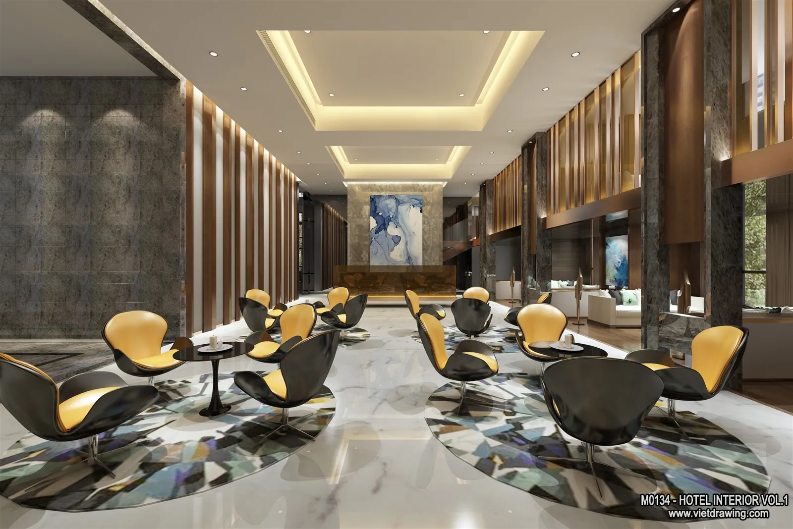 Hotel - Lobby - 3D Interior Scene - 3D Models - 493