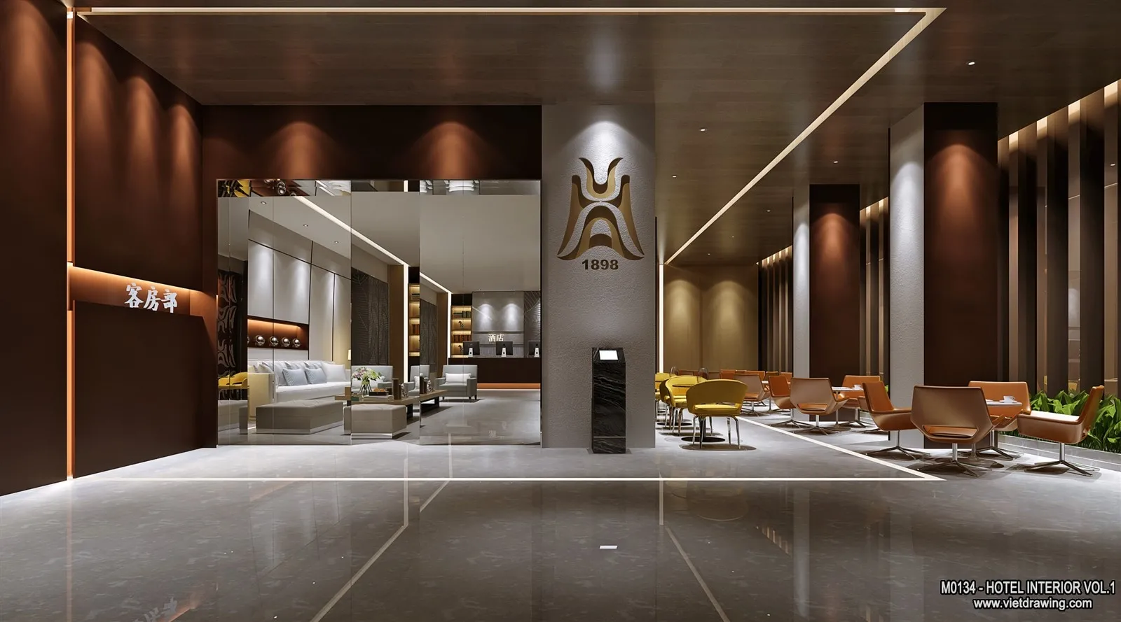 Hotel - Lobby - 3D Interior Scene - 3D Models - 495