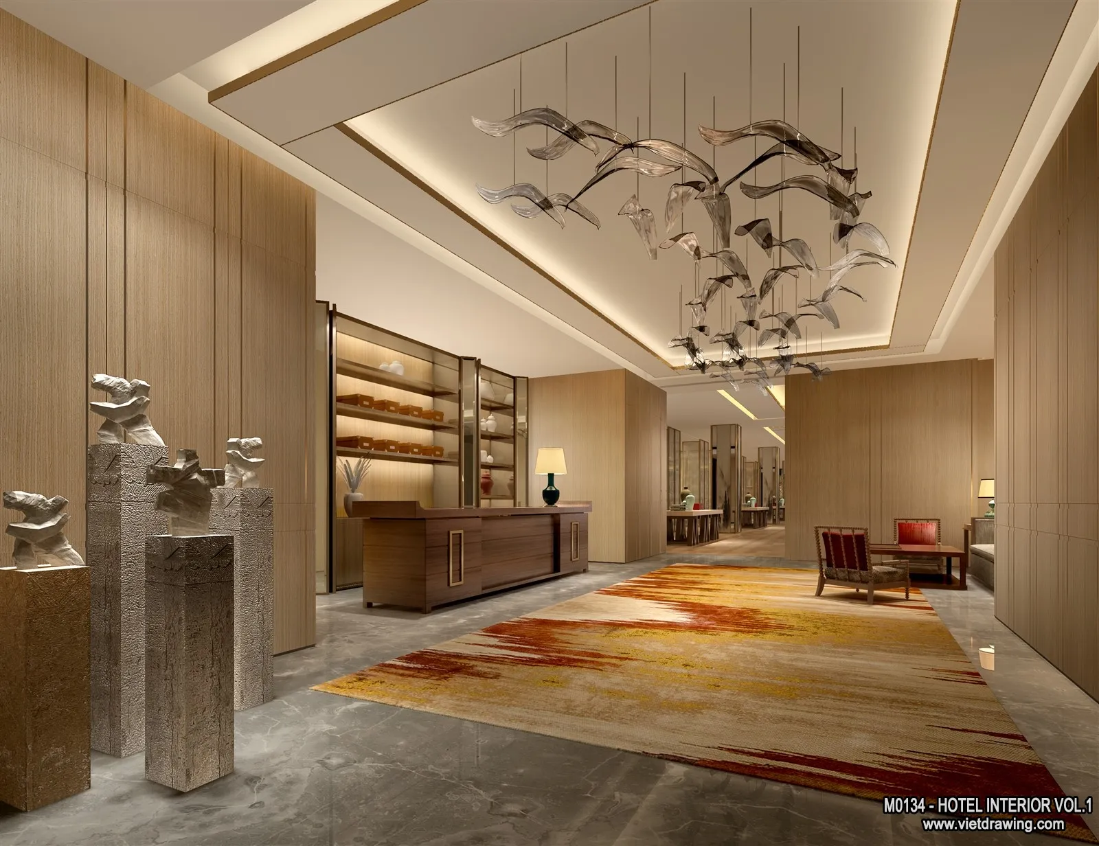 Hotel - Lobby - 3D Interior Scene - 3D Models - 496