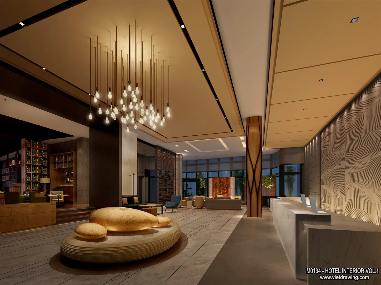 Hotel - Lobby - 3D Interior Scene - 3D Models - 500
