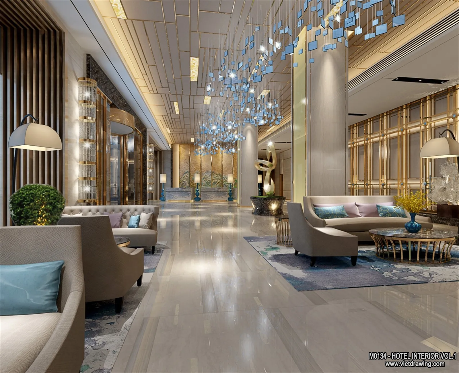 Hotel - Lobby - 3D Interior Scene - 3D Models - 504
