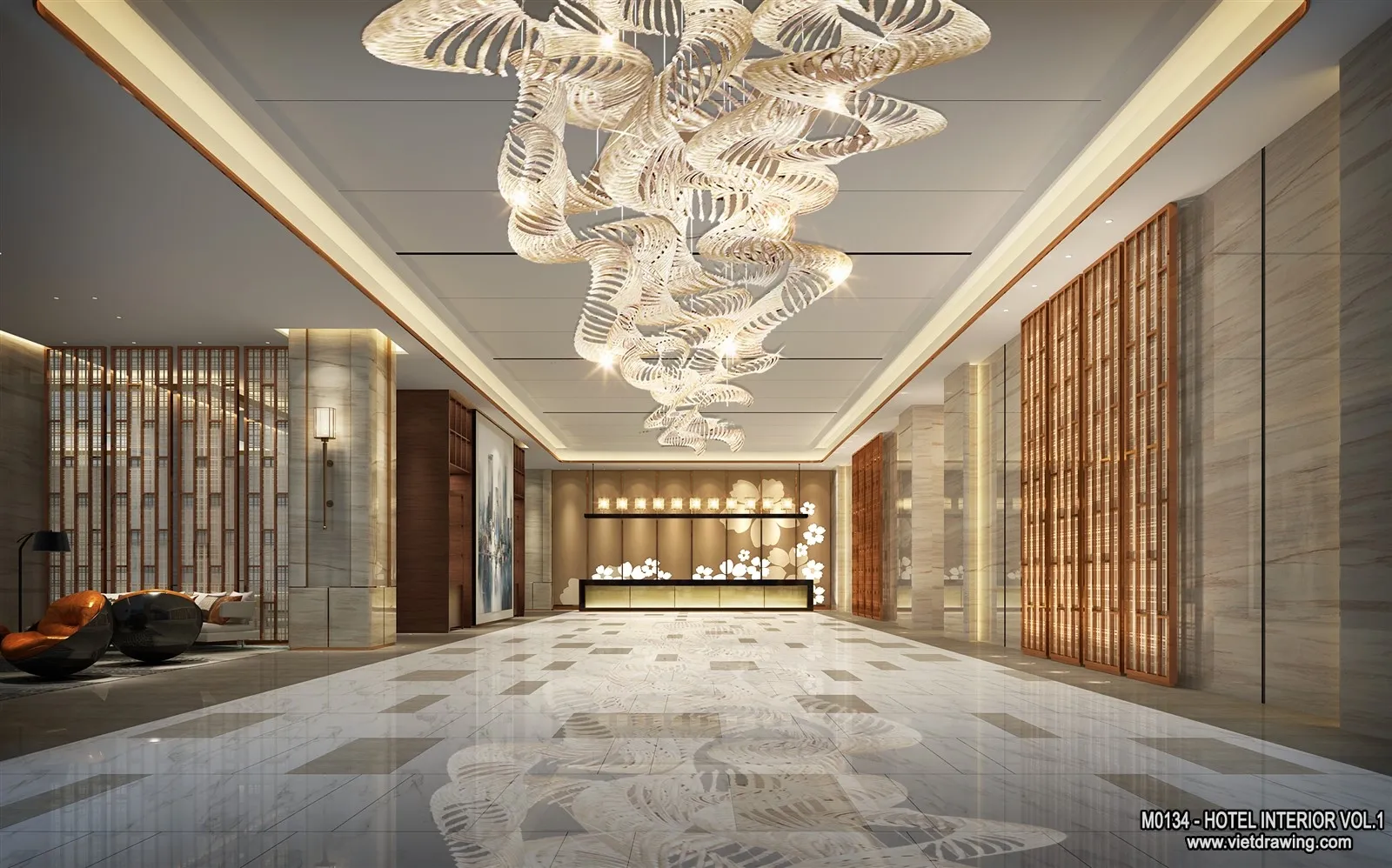 Hotel - Lobby - 3D Interior Scene - 3D Models - 506