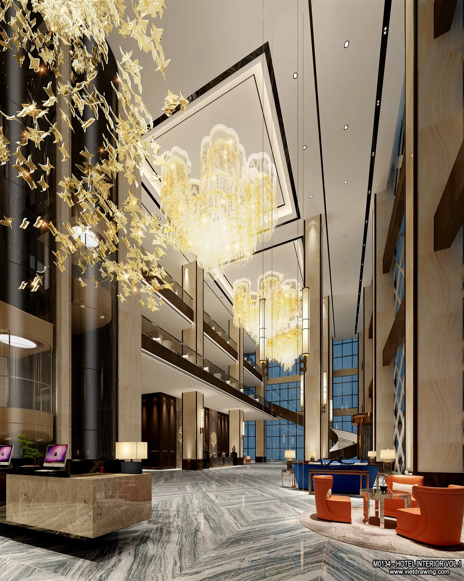 Hotel - Lobby - 3D Interior Scene - 3D Models - 514