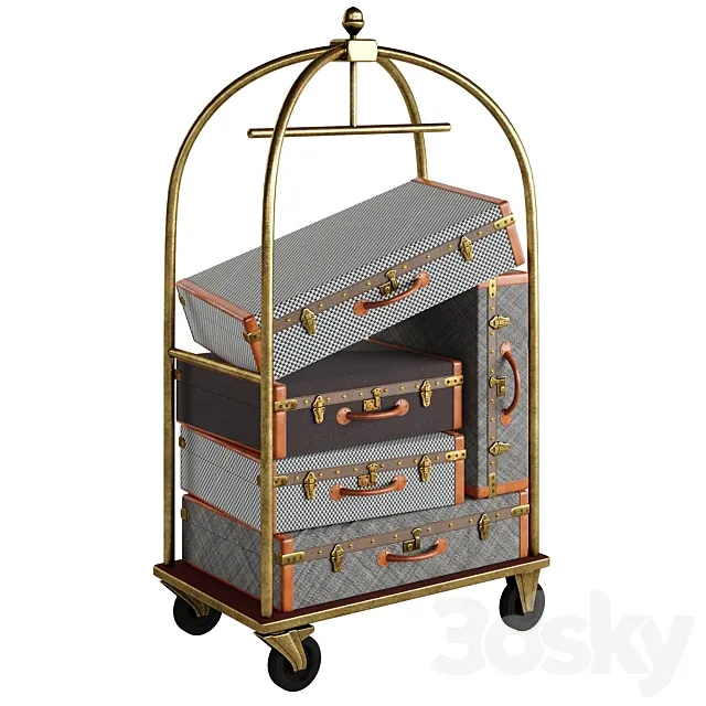 Hotel luggage cart 3D Model