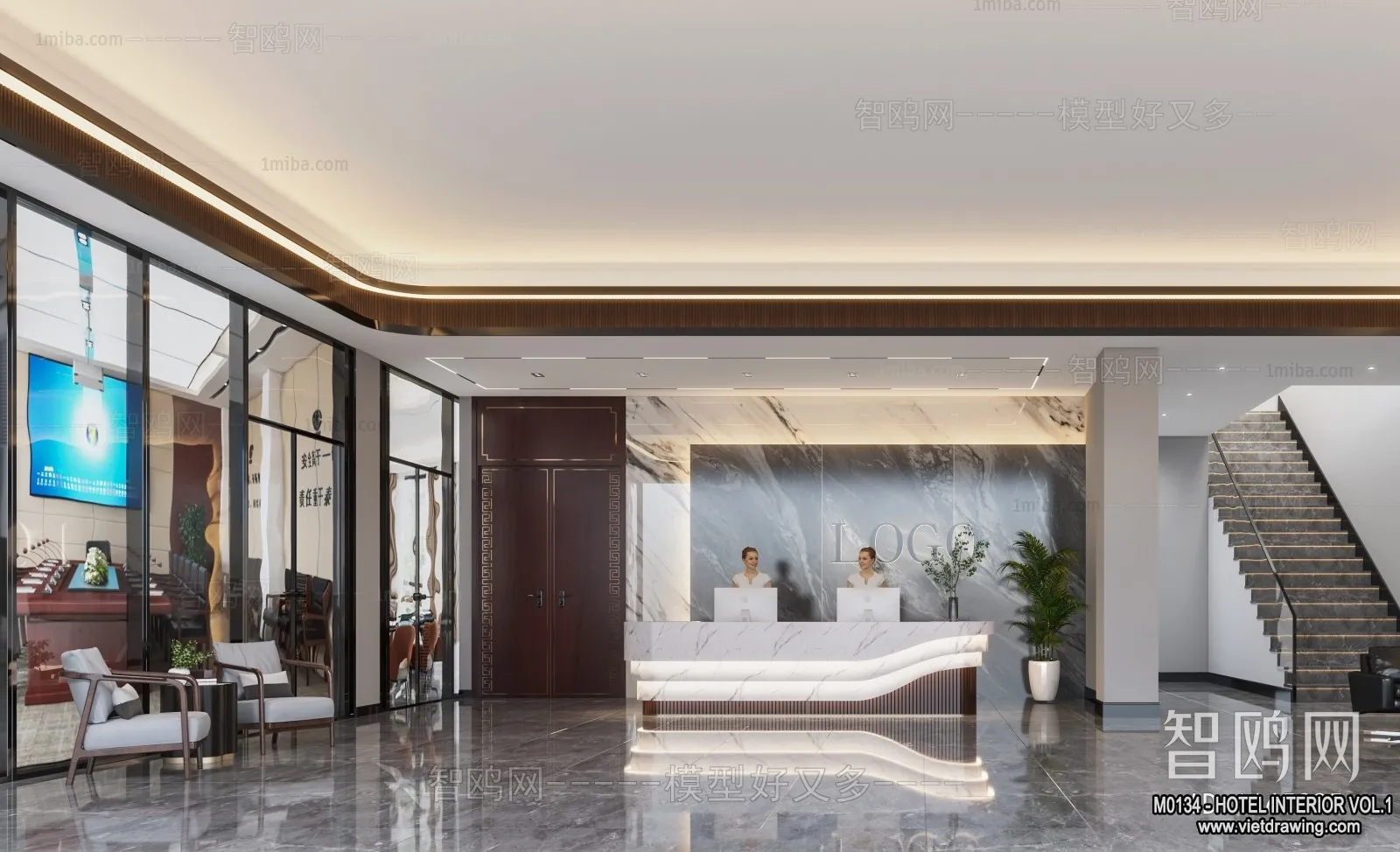 Hotel - Reception - 3D Interior Scene - 3D Models - 322