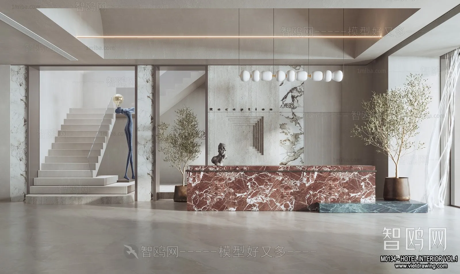 Hotel - Reception - 3D Interior Scene - 3D Models - 327