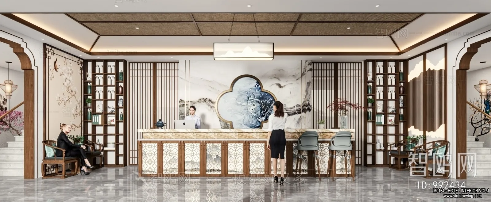 Hotel - Reception - 3D Interior Scene - 3D Models - 337