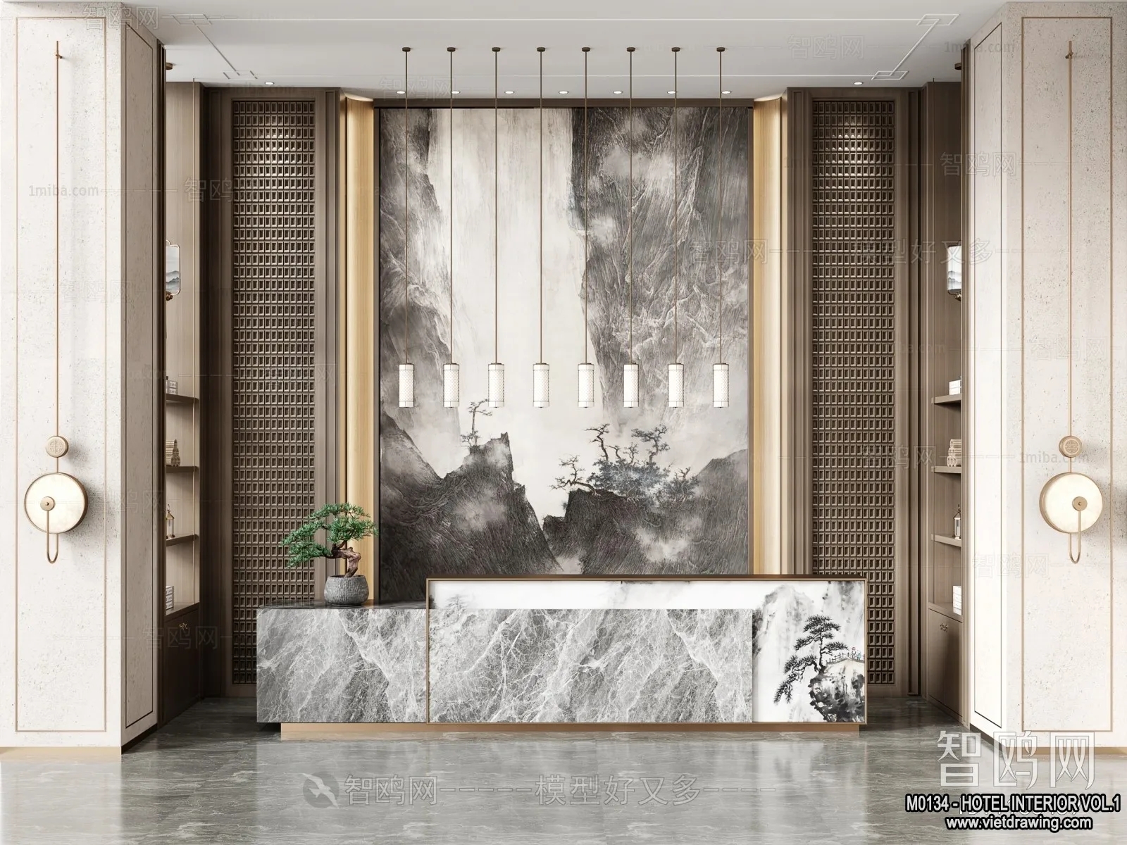 Hotel - Reception - 3D Interior Scene - 3D Models - 338