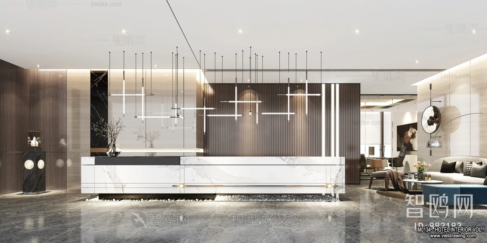 Hotel - Reception - 3D Interior Scene - 3D Models - 342