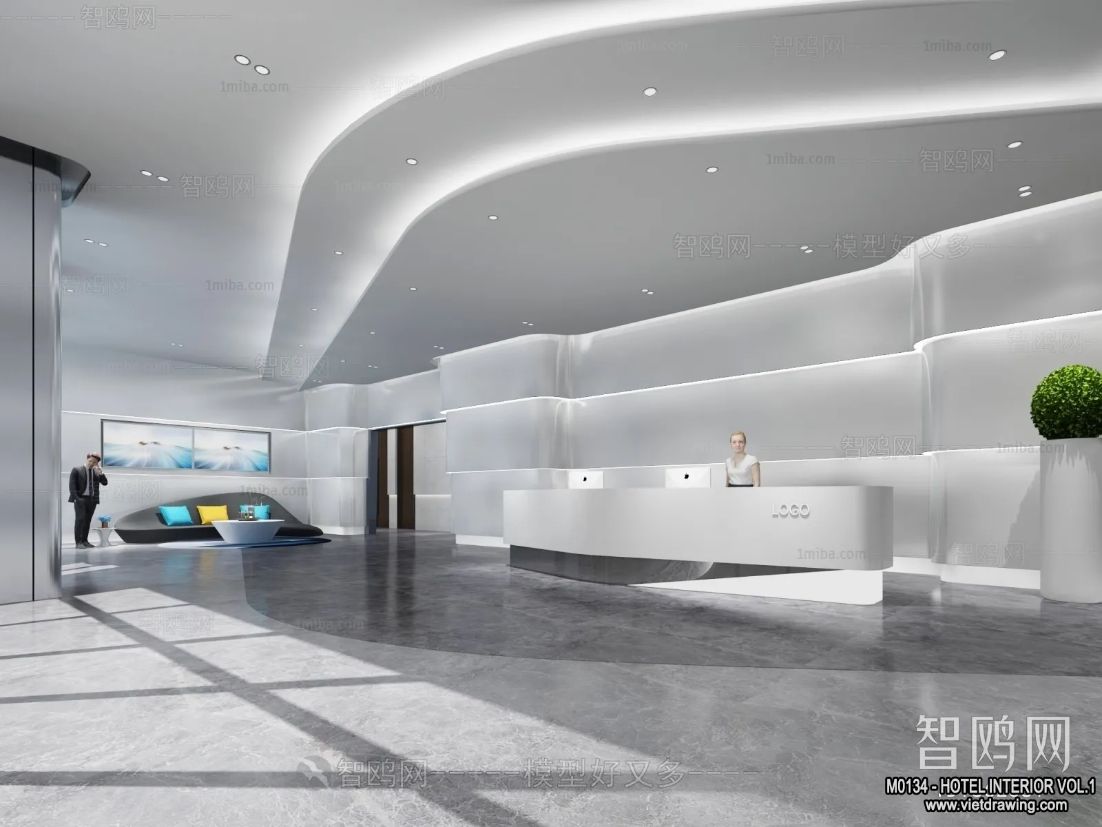 Hotel - Reception - 3D Interior Scene - 3D Models - 386