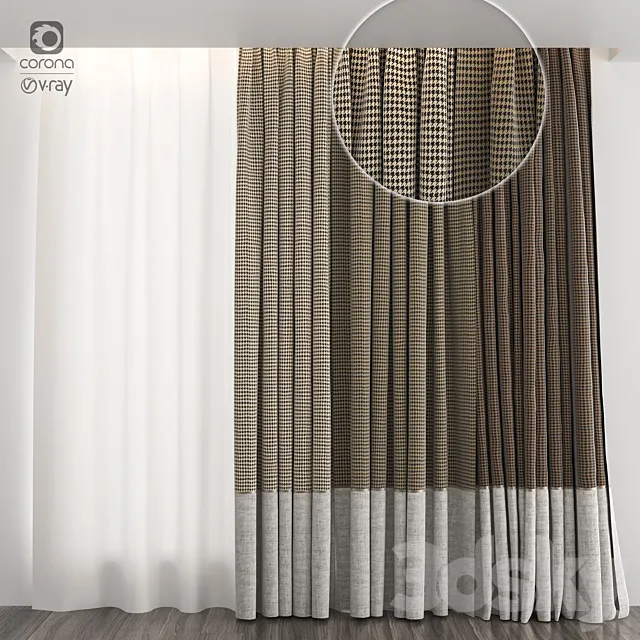 Houndstooth curtains 3D Model