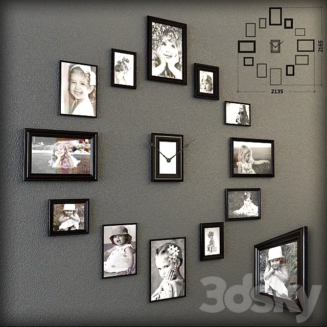 Hours of photo frames 3D Model