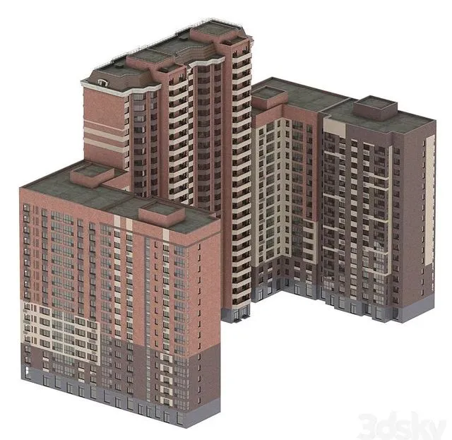 House building brick concrete 3D Model
