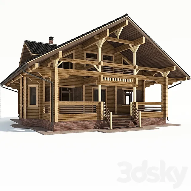 House. Timber. 3D Model